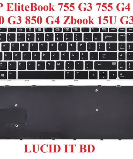 Replacement Keyboard Compatible with HP EliteBook 755 G3 755 G4 850 G3 850 G4 Zbook 15U G3 with Silver Frame No Backlight No Pointer