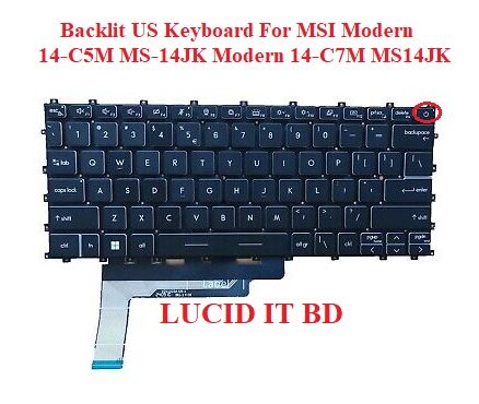 Laptop Backlit US Keyboard For MSI Modern 14-C5M MS-14JK Modern 14-C7M MS14JK