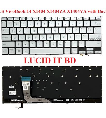 Laptop Keyboard Compatible for ASUS Vivobook X1402 X1403 X1402Z X1402ZA X1403Z X1403ZA US Layout Silver Backlit 0KNB0-1607ND00 SM21L76DNJ528