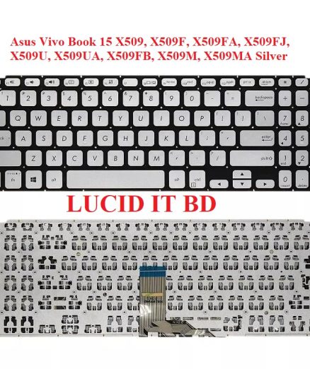 Laptop Keyboard Compatible for Asus Vivo Book 15 X509, X509F, X509FA, X509FJ, X509U, X509UA, X509FB, X509M, X509MA Silver