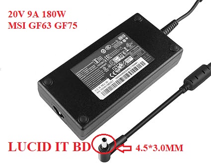 20V 9A 180W Charger Fit for MSI GF63 Thin 10SCXR 10SC 10UD 10UC 11SC GF75 Thin 10UEK 10SCK 10UC 10UD Creator M16 A11UC A12UC MS-1582 Katana GF66 GF76 12UC 12UD Sword 15 17 Delta ADP-180TB H