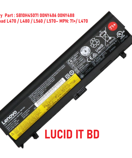 Original Thinkpad SB10H45071 00NY486 00NY488 Battery for Thinkpad L470 / L480 / L560 / L570– MPN: 71+/ L470