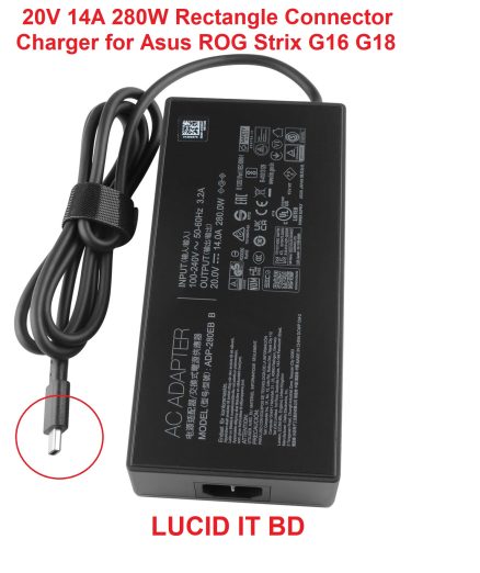 20V 14A 280W Rectangle Connector Charger for Asus ROG Strix G16 G18 (2025)G815LM G815JMR G815LR G815LP G815JPR G615LM G615LM G615JMR G615LR G615JPR ADP-280EB B