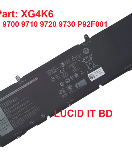 XG4K6 Laptop Battery 97Wh 11.4V Compatible with Dell XPS 9700 9710 9720 9730 / Precision 5750 5760 5770 Series 001RR3 0F8CPG OF8CPG 5XJ6R KVPMY 0YY3V KRDHV 3ICP7/54/65-2