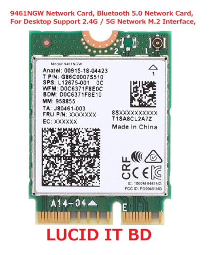 9461NGW Network Card, Bluetooth 5.0 Network Card, For Desktop Support 2.4G / 5G Network (M.2 Interface, 433Mbps) - LUCID Computers
