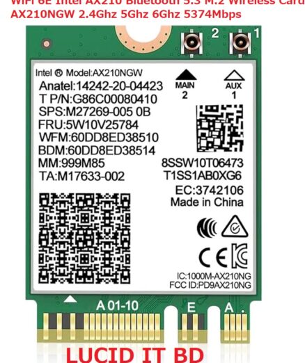 Intel AX210NGW WiFi Card, Wi-Fi 6E 11AX Wireless Module Expand to 6GHz MU-MIMO Tri-Band Internal Network Adapter with Bluetooth 5.2 for Laptop, Support Windows 10/11 64bit, M.2/NGFF - LUCID IT BD