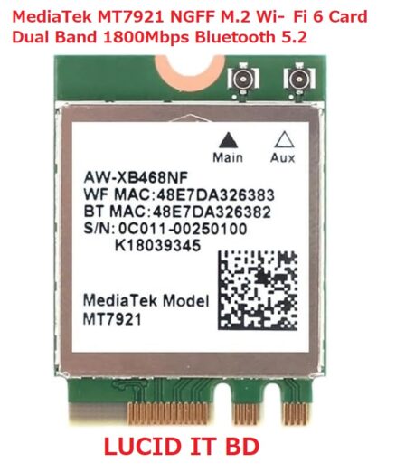 1800Mbps Wifi 6 MT7921 PCI Express Wireless Adapter Bluetooth 5.2 Dual Band 802.11AX/AC Wi-fi Network Card Windows 10 11 - LUCID Computers